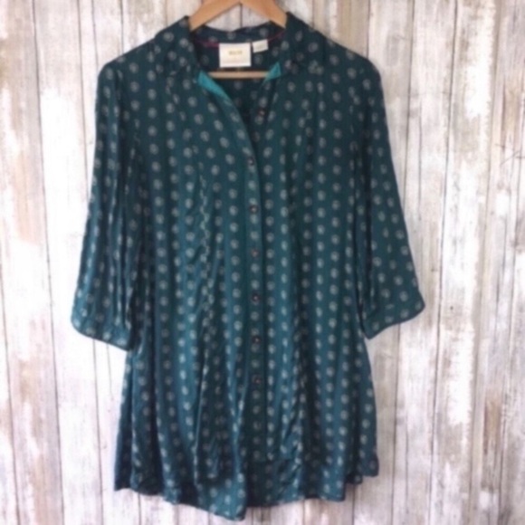 Maeve Green High Low Dot Tunic - Picture 4 of 8